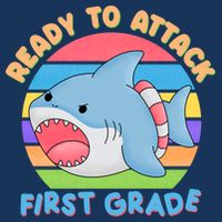 Ready To Attack First Grade Funny Shark Infant Baby Jersey Bodysuit