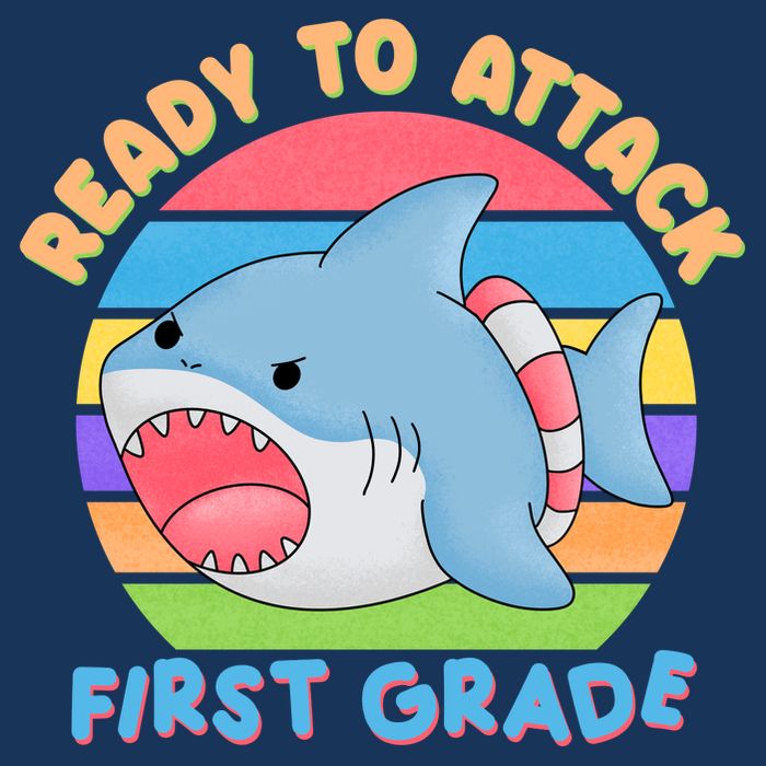 Ready To Attack First Grade Funny Shark Infant Baby Jersey Bodysuit