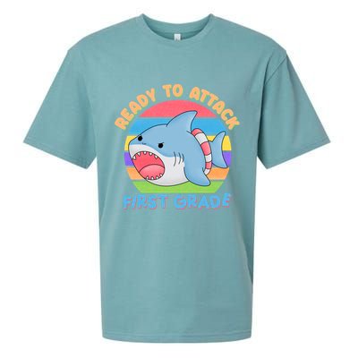 Ready To Attack First Grade Funny Shark Sueded Cloud Jersey T-Shirt