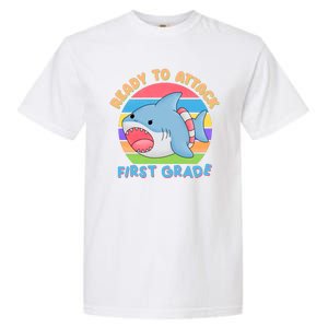 Ready To Attack First Grade Funny Shark Garment-Dyed Heavyweight T-Shirt