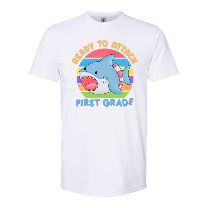 Ready To Attack First Grade Funny Shark Softstyle CVC T-Shirt