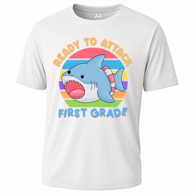 Ready To Attack First Grade Funny Shark Performance Shirt