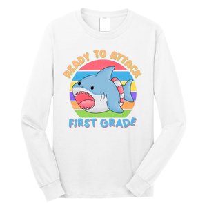 Ready To Attack First Grade Funny Shark Long Sleeve Shirt