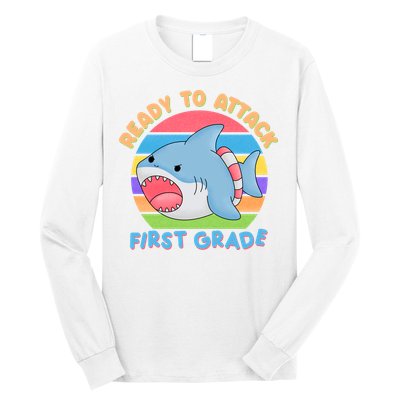 Ready To Attack First Grade Funny Shark Long Sleeve Shirt