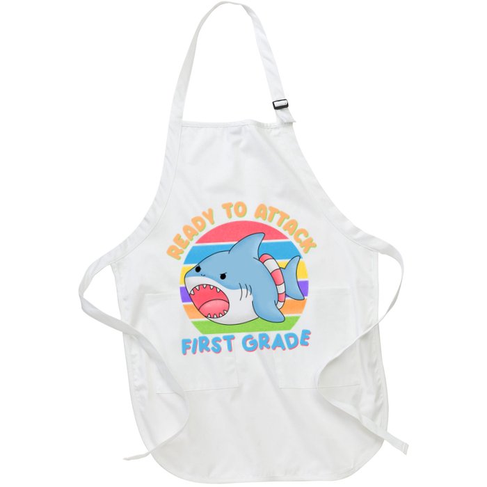 Ready To Attack First Grade Funny Shark Apron