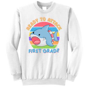 Ready To Attack First Grade Funny Shark Sweatshirt