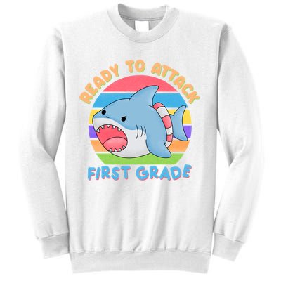 Ready To Attack First Grade Funny Shark Sweatshirt