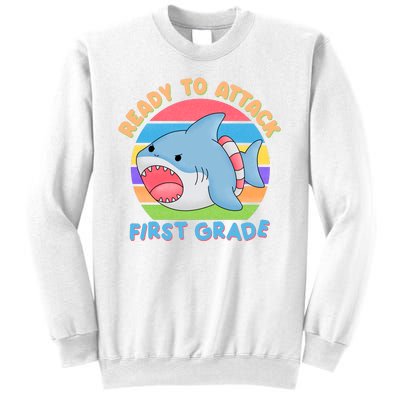 Ready To Attack First Grade Funny Shark Sweatshirt