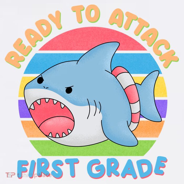 Ready To Attack First Grade Funny Shark Sweatshirt