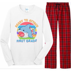 Ready To Attack First Grade Funny Shark Long Sleeve Pajama Set