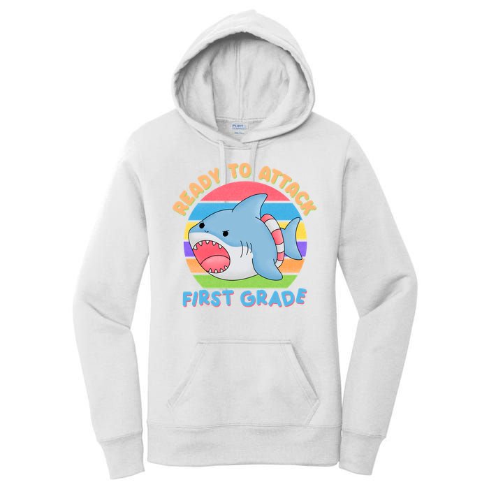Ready To Attack First Grade Funny Shark Women's Pullover Hoodie
