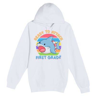 Ready To Attack First Grade Funny Shark Premium Pullover Hoodie