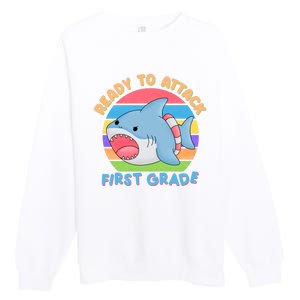 Ready To Attack First Grade Funny Shark Premium Crewneck Sweatshirt