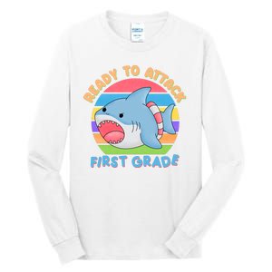 Ready To Attack First Grade Funny Shark Tall Long Sleeve T-Shirt