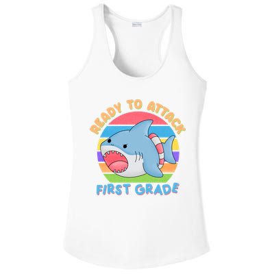 Ready To Attack First Grade Funny Shark Ladies PosiCharge Competitor Racerback Tank