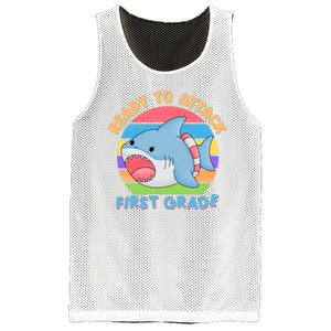 Ready To Attack First Grade Funny Shark Mesh Reversible Basketball Jersey Tank