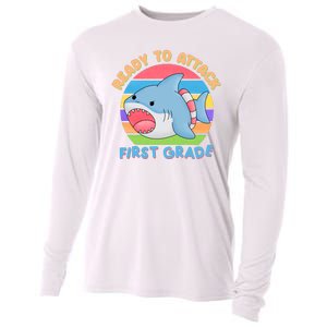 Ready To Attack First Grade Funny Shark Cooling Performance Long Sleeve Crew