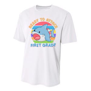 Ready To Attack First Grade Funny Shark Performance Sprint T-Shirt