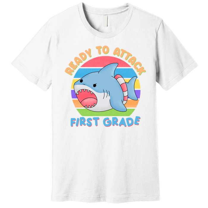 Ready To Attack First Grade Funny Shark Premium T-Shirt