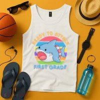 Ready To Attack First Grade Funny Shark Tank Top