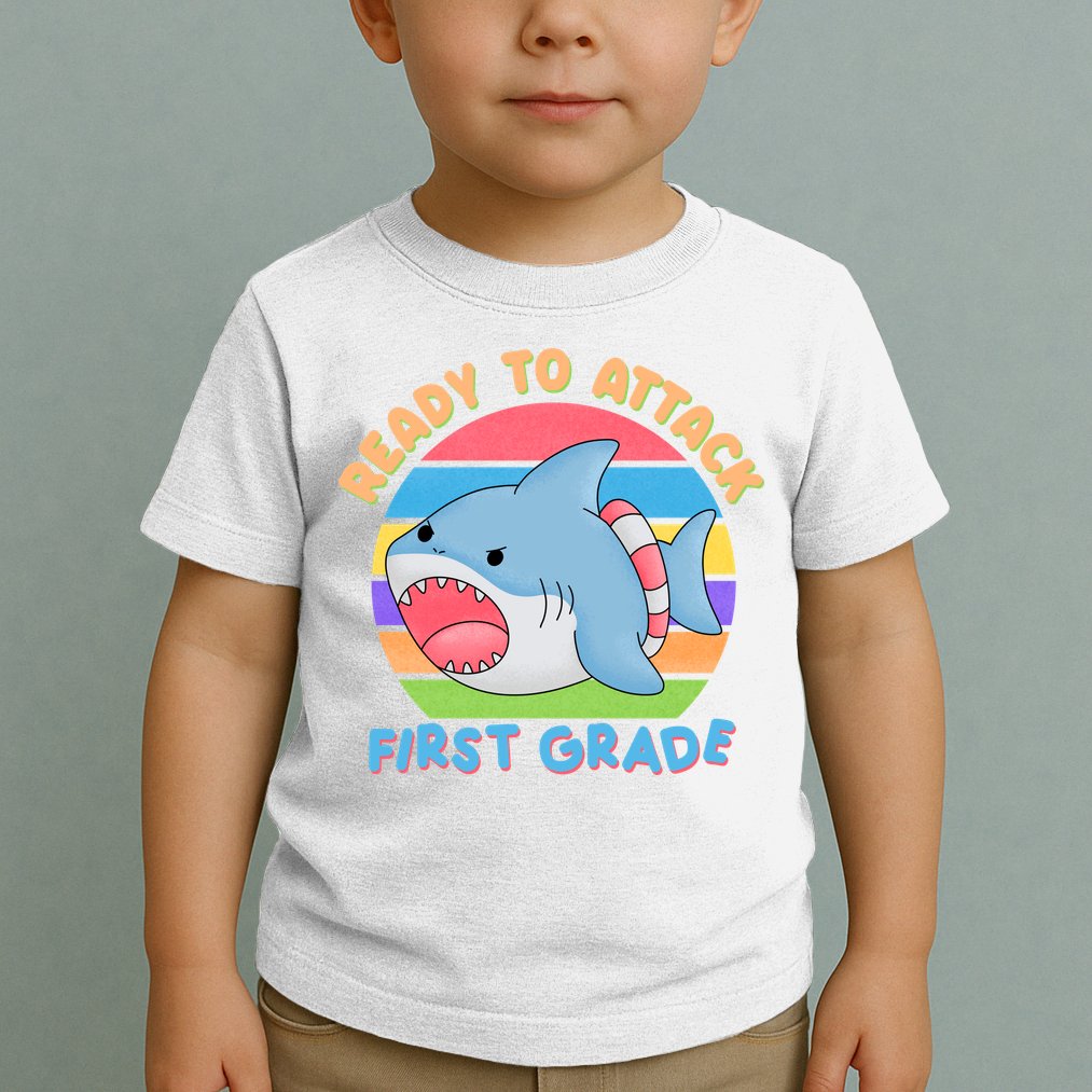 Ready To Attack First Grade Funny Shark Toddler T-Shirt