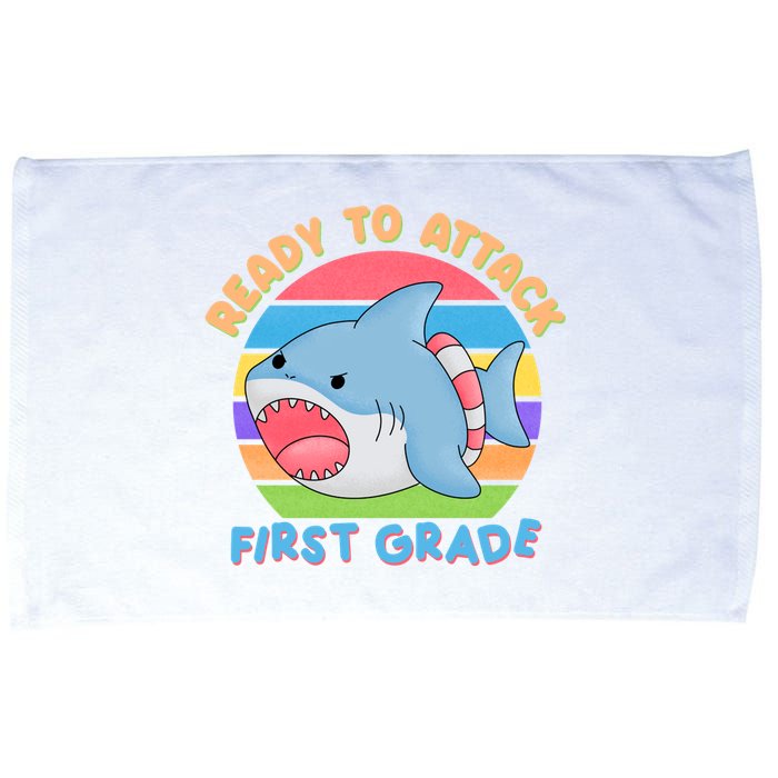 Ready To Attack First Grade Funny Shark Microfiber Hand Towel