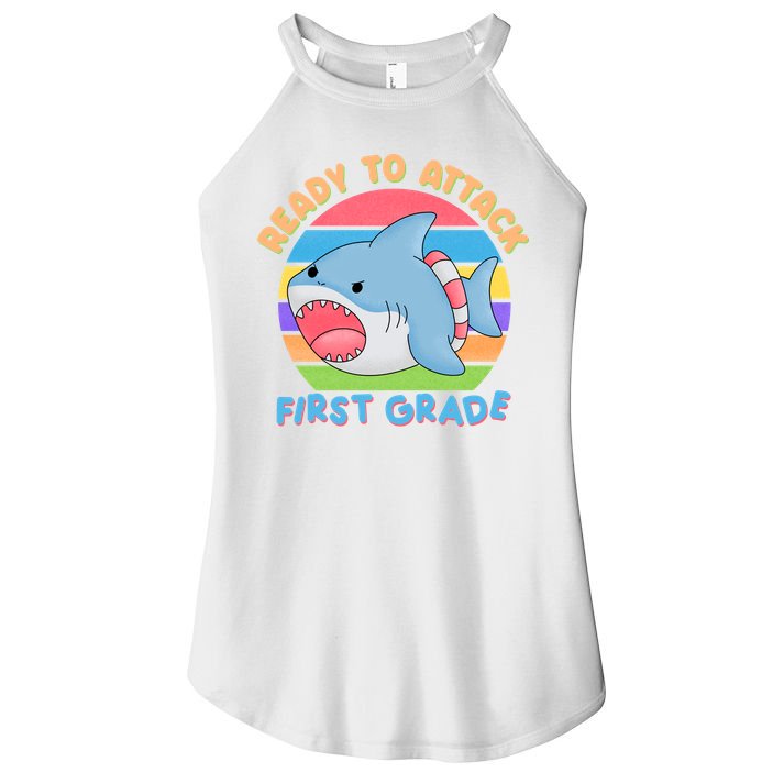 Ready To Attack First Grade Funny Shark Women's Perfect Tri Rocker Tank