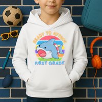 Ready To Attack First Grade Funny Shark Kids Hoodie