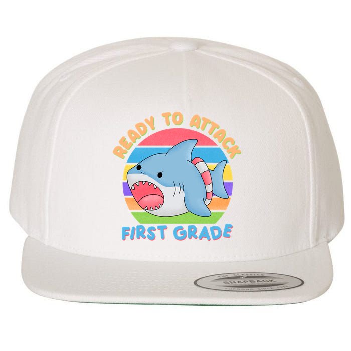 Ready To Attack First Grade Funny Shark Wool Snapback Cap