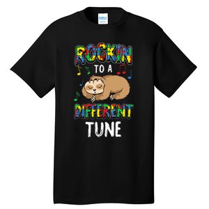 Rocking To A Different Tune Autism Awareness Sloth Tall T-Shirt