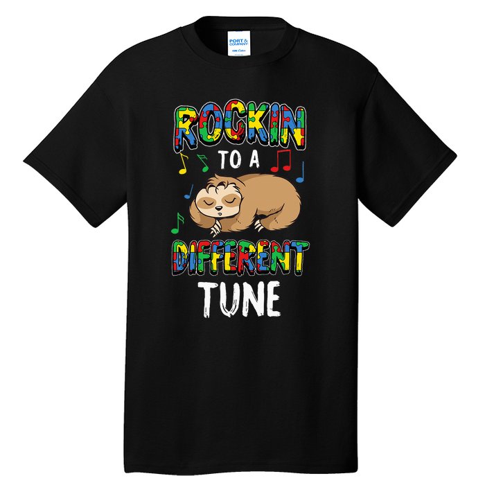 Rocking To A Different Tune Autism Awareness Sloth Tall T-Shirt