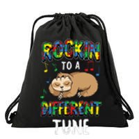 Rocking To A Different Tune Autism Awareness Sloth Drawstring Bag