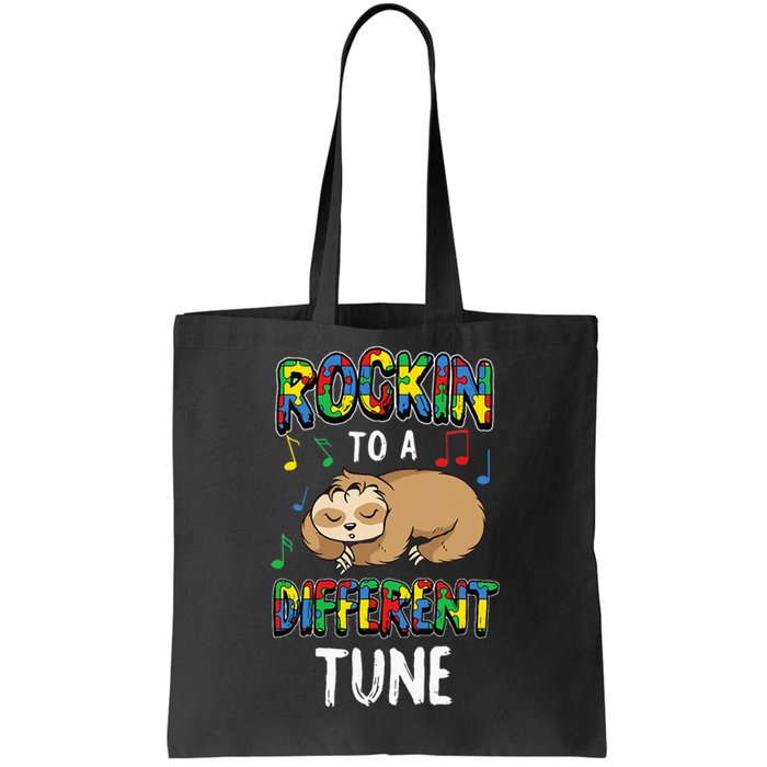 Rocking To A Different Tune Autism Awareness Sloth Tote Bag