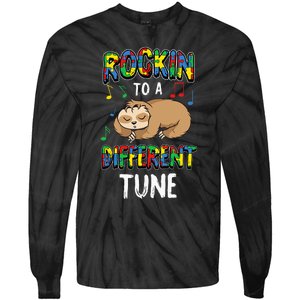 Rocking To A Different Tune Autism Awareness Sloth Tie-Dye Long Sleeve Shirt