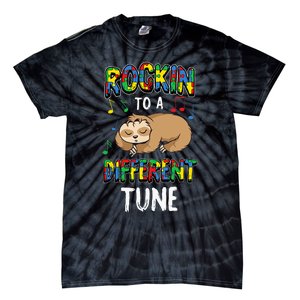 Rocking To A Different Tune Autism Awareness Sloth Tie-Dye T-Shirt