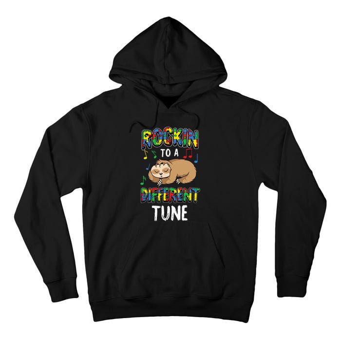 Rocking To A Different Tune Autism Awareness Sloth Tall Hoodie