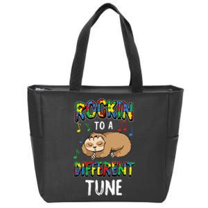 Rocking To A Different Tune Autism Awareness Sloth Zip Tote Bag