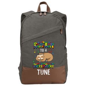 Rocking To A Different Tune Autism Awareness Sloth Cotton Canvas Backpack