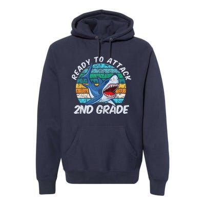 Ready To Attack 2nd Grade Shark Gift Back To School Premium Hoodie