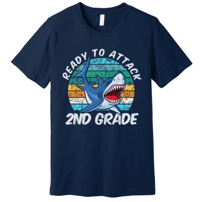 Ready To Attack 2nd Grade Shark Gift Back To School Premium T-Shirt