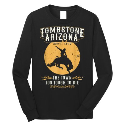 Retro Tombstone Arizona Wild West Vintage Horse Sunset Horse Long Sleeve Shirt