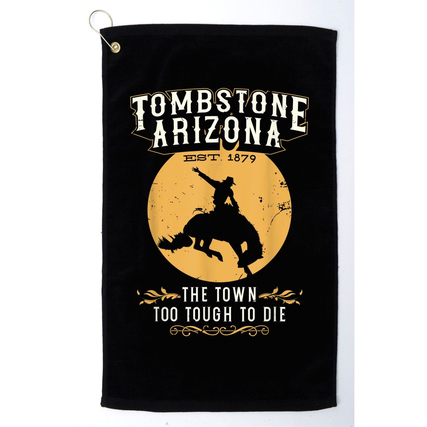 Retro Tombstone Arizona Wild West Vintage Horse Sunset Horse Golf Towel