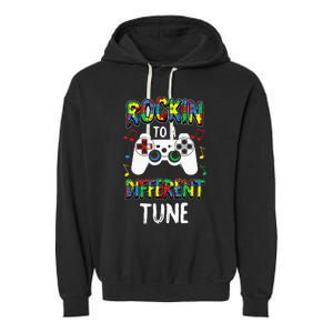 Rockin' To A Different Tune Panda ASD Awareness Garment-Dyed Fleece Hoodie