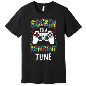 Rockin' To A Different Tune Panda ASD Awareness Premium T-Shirt