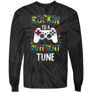 Rockin' To A Different Tune Panda ASD Awareness Tie-Dye Long Sleeve Shirt