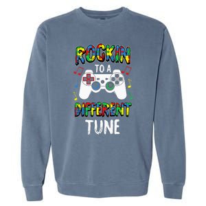 Rockin' To A Different Tune Panda ASD Awareness Garment-Dyed Sweatshirt