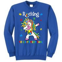 Rocking To A Different Tune Dabbing Unicorn Autism Awareness Gift Tall Sweatshirt