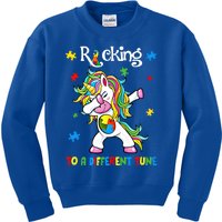 Rocking To A Different Tune Dabbing Unicorn Autism Awareness Gift Kids Sweatshirt