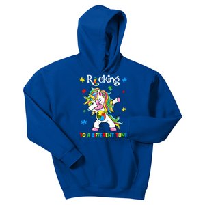 Rocking To A Different Tune Dabbing Unicorn Autism Awareness Gift Kids Hoodie