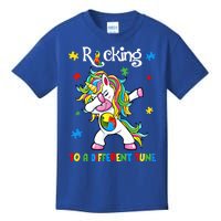 Rocking To A Different Tune Dabbing Unicorn Autism Awareness Gift Kids T-Shirt